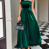 Ruched Tube Midi Dress - Dark Green