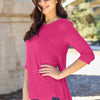 Basic Bae Full Size Round Neck Pocketed T-Shirt - Hot Pink