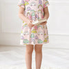 Children's Cute Cartoon Car Print Casual Dress - Blush Pink