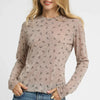 Umgee Bow Print Lightweight Knit Top - Taupe