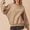 Aemi + Co Exposed Seam Round Neck Drop Shoulder Sweatshirt - Camel