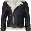 Men’s Retro RAF B3 Pilot Real Sheepskin Shearling Biker Leather Jacket - -