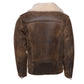 Carters Distressed Biker Bomber Shearling Jacket with Notch Lapels