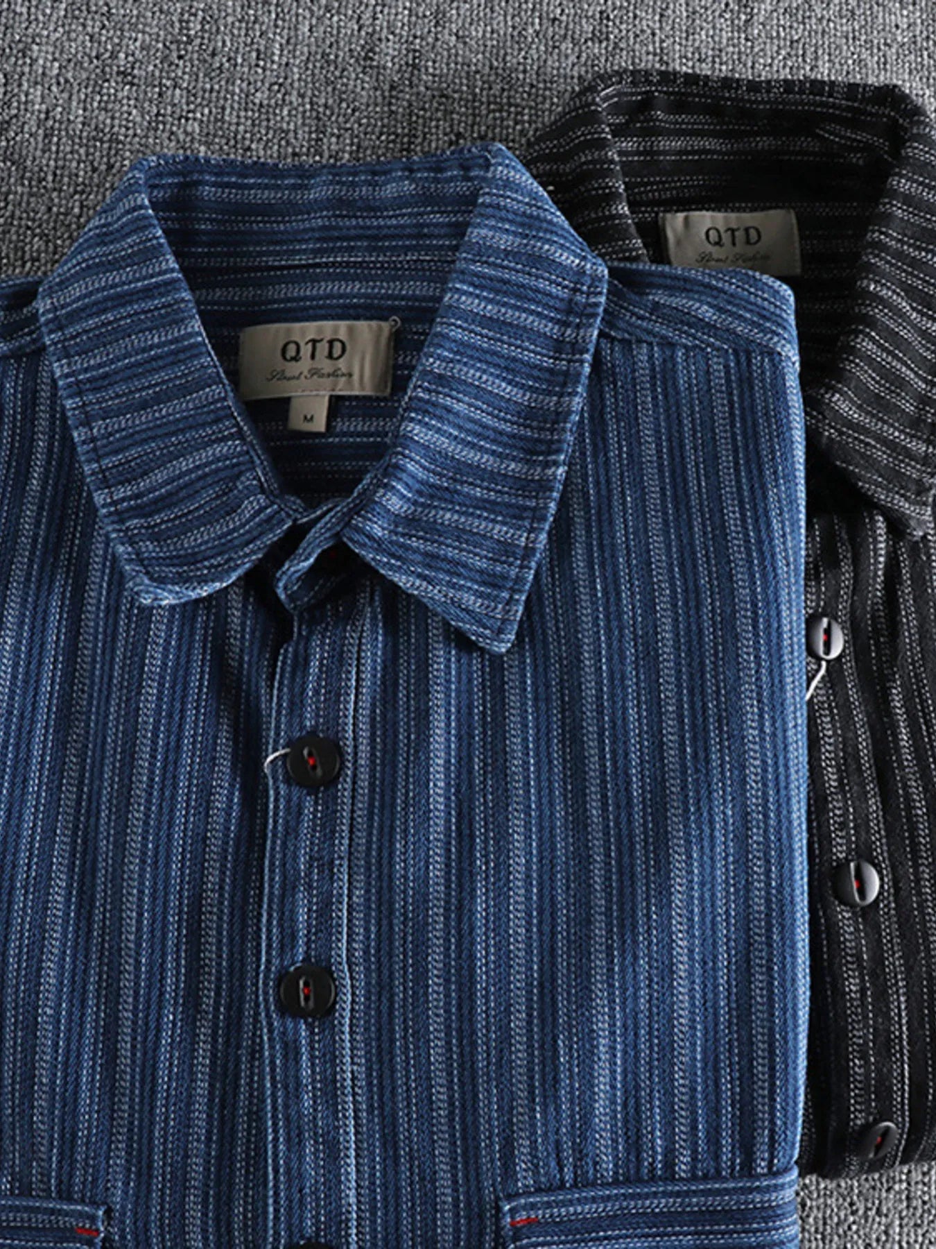 Men's Striped Button Down Denim Shirt - Farnelli
