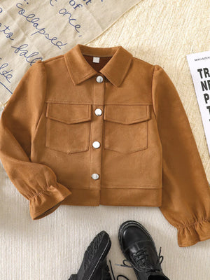 Children's Button Up Flounce Sleeve Outerwear - Farnelli