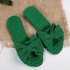 Bow Knot Open Toe Slippers - Green