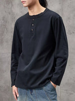 Men's Plus Size Casual Henley Long Sleeve T-Shirt - Farnelli