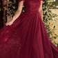 Cinderella Divine 7258 Off The Shoulder Long Gown