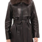 Genuine Leather Polar Fox Trim Coat