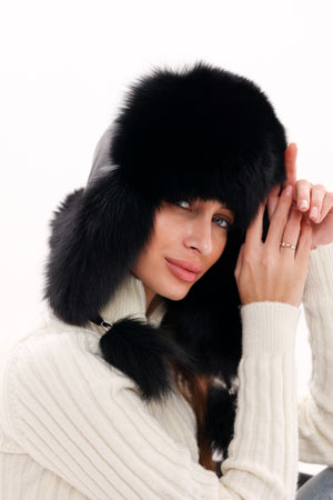 Genuine Polar Fox Fur Genuine Leather Hat