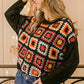 BiBi Granny Square Front Long Sleeve Top - Farnelli