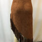 Full Size Suede Fringe Asymmetric Skirt Plus Size - Farnelli