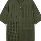 Men's Openwork Button Detail Knit Henley T-Shirt - Farnelli