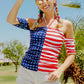 BiBi American Flag Off Shoulder With Front Ruched Top - Farnelli