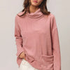BiBi Piper Rib Double Pocket Turtle Neck Sweater - MAUVE