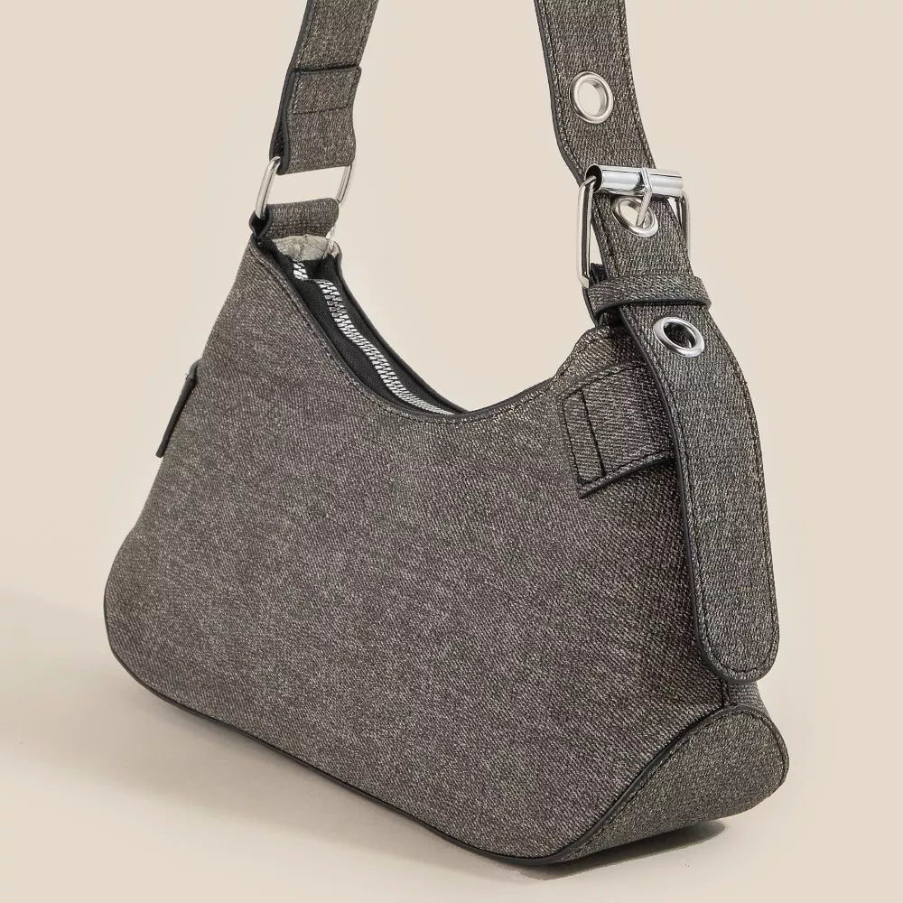 Fame Denim Belt Accent Shoulder Bag - Farnelli