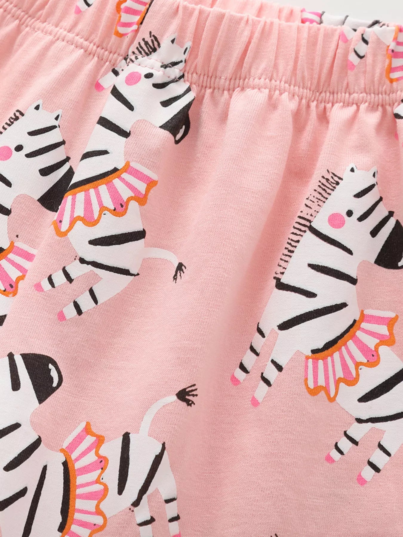 Children's Zebra Print Round Neck Top and Shorts Set - Farnelli
