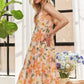 ADORA Smocked Back Floral Adjustable Strap Midi Dress - Farnelli