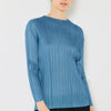 Marina West Swim Pleated Long Sleeve Boatneck Top - Steel Blue