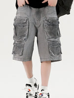 Men's Wide Leg Cargo Denim Shorts - Farnelli