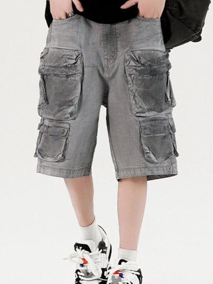 Men's Wide Leg Cargo Denim Shorts - Farnelli