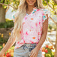 Quincy Floral Patchwork Flutter Sleeve Blouse - Farnelli