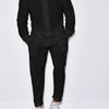 Men's Button Up Long Sleeve Top and Pants Set - Black