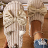 Bow Embellished Indoor Slippers - Ivory