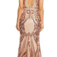 CLEARANCE - Eureka 7335 Sequins Mermaid Formal Gown Keyhole Back (Size L)