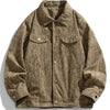 Men's Plus Size Corduroy Button-Down Casual Jacket - Beige
