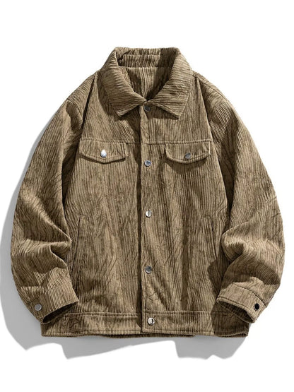 Men's Plus Size Corduroy Button-Down Casual Jacket - Farnelli