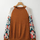 Bailey Patchwork Long Sleeve Ribbed Blouse - Farnelli