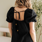 DAVINA CROCHET SQUARE NECK TEXTURED SHORT SLEEVE BLOUSE - Farnelli