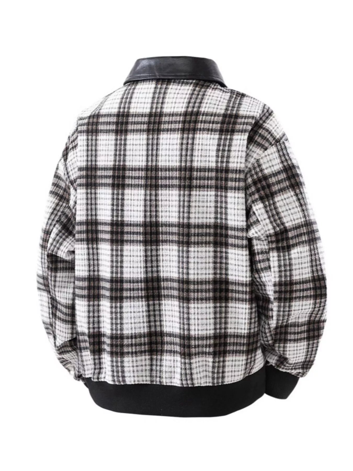 Men's Plus Size Plaid Pattern Snap Down Casual Jacket - Farnelli