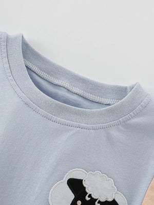Children's Sheep Color Block Tee and Shorts Set - Farnelli