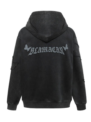 Men's Butterfly Patch Washed Hoodie - Farnelli