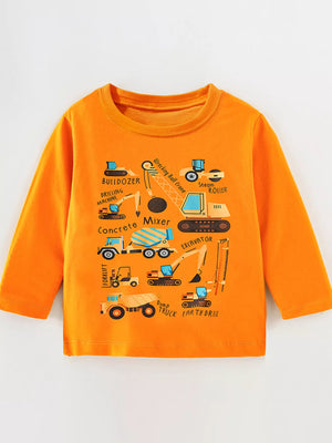 Children's Construction Vehicle Long Sleeve T-Shirt - Farnelli