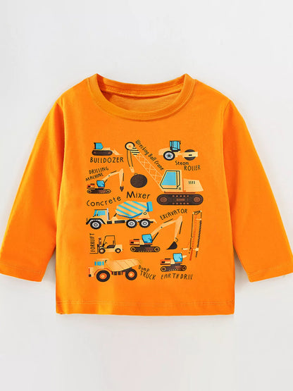 Children's Construction Vehicle Long Sleeve T-Shirt - Farnelli