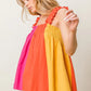 BiBi Frill Shoulder Strap Color Block Bodice Top - Farnelli
