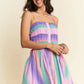 Davi & Dani Multi Color Ombre Printed Bodice Button Up Dress - Farnelli
