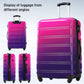 HouseOfZazla gradient color hardshell luggage set with spinner wheels and TSA lock in light blue or purple