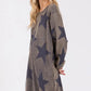 SAGE + FIG Washed Star Print Round Neck Dress - Farnelli