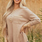 Blake Waffle Textured Tunic Henley Top with Slits - Farnelli