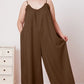 Double Take Full Size Ruffle Trim Tie Back Cami Jumpsuit with Pockets - Farnelli