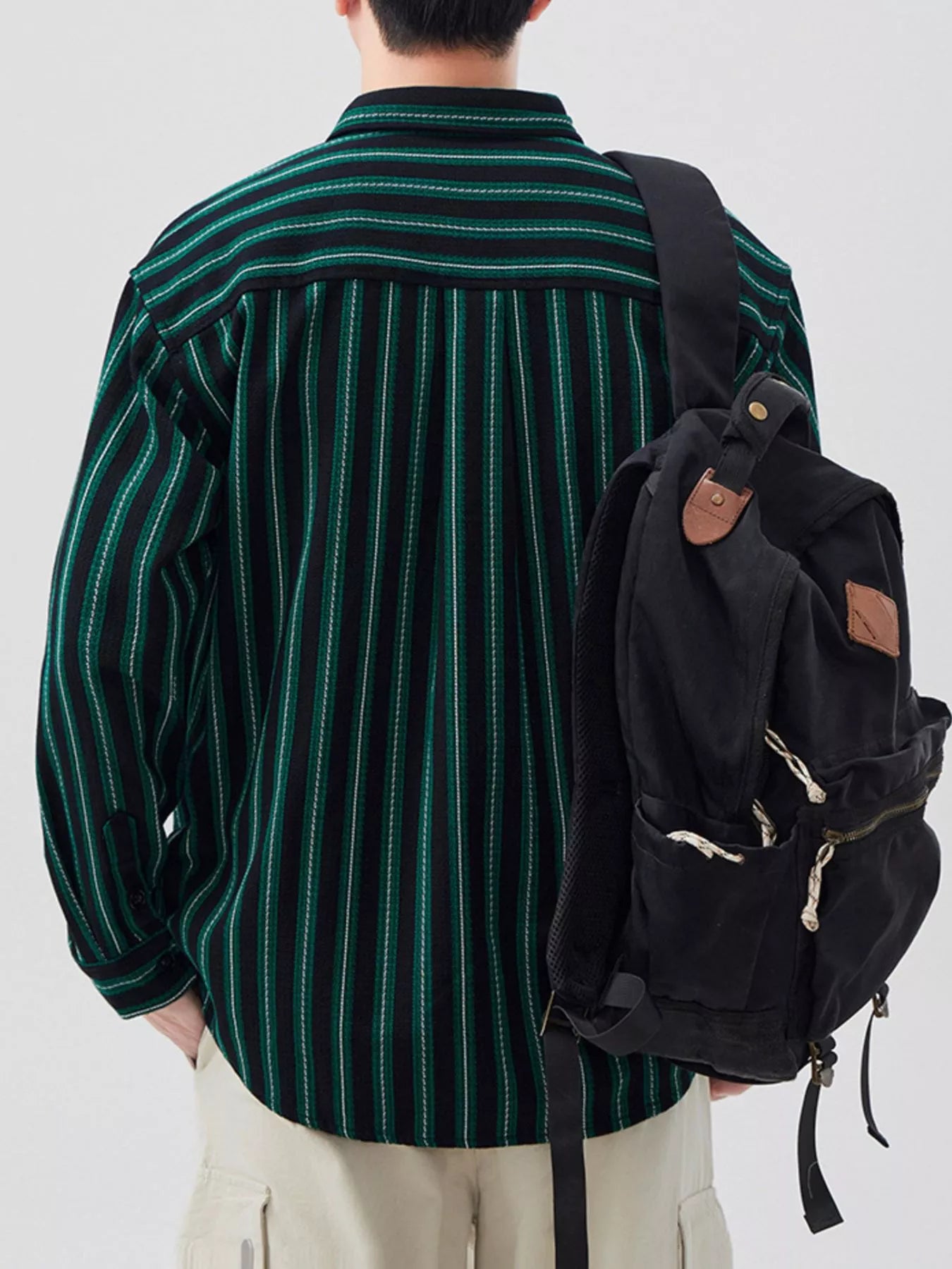 Men's Plus Size Striped Button Up Long Sleeve Shirt - Farnelli