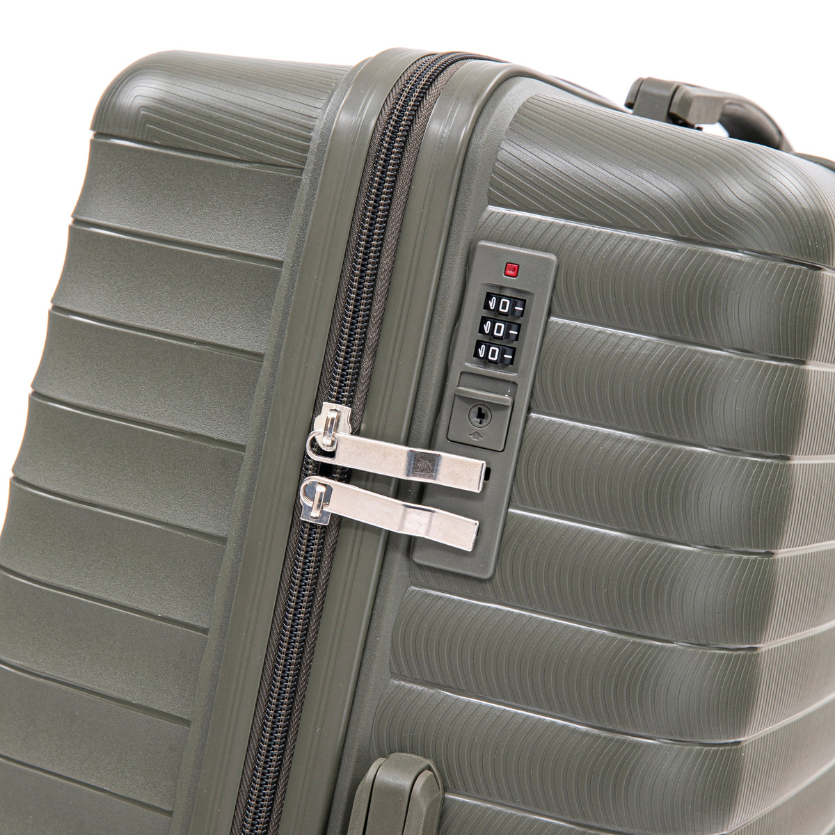 HouseOfZazla green 4-piece spinner wheel luggage set with hard cases and matching cosmetic case