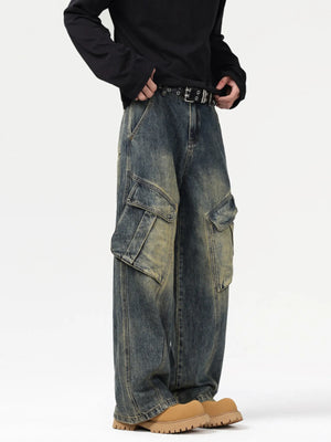 Men's Wash Wide Leg Cargo Jeans - Farnelli