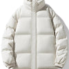 Men's Full Size Padded Stand Collar Winter Coat Plus Size - White