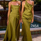 Ladivine 7454 Dress One Shoulder Luxe Satin Fitted Gown