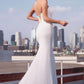 Ladivine 7434W Strapless Chiffon Fitted Off-White Dress